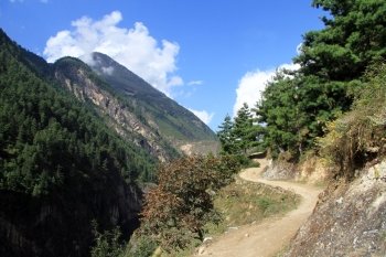 Footpath and mountain area in Nepal