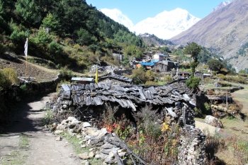 Farmhouses in village in Nepal