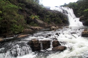 Waterfall in the Horton plains national park, Sri Lanka