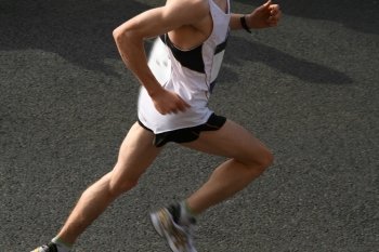 athlete running a marathon. Marathon running