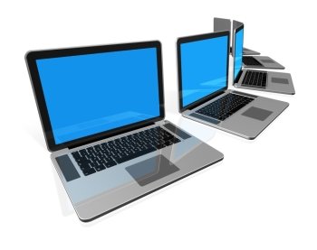 3D laptop computers isolated on white. Laptop computers isolated on white