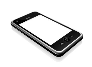 three dimensional mobile phone isolated on white with clipping path. mobile phone