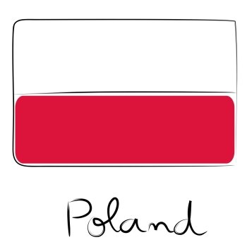 Poland country flag doodle with text isolated on white