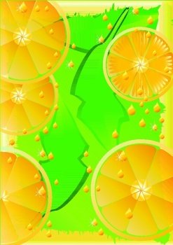 Orange background illustration with juice drops vector