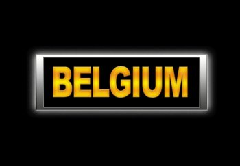 Illuminated sign with Belgium.