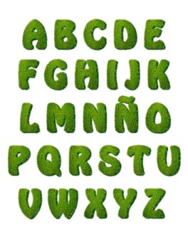 Illustration with a ABC with grass texture.
