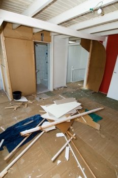 A room in an old house being demolsished, to make place for a remodelled room
