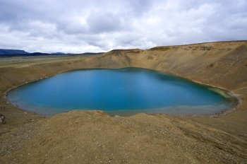 The Viti (Hell) Caldera Lake in the Krafla volcanic system near Myvatn, Iceland