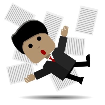 Abstract illustration panicked man in a suit