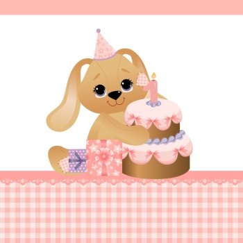 Cute template for baby birthday greetings card