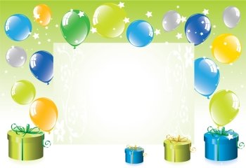 vector colorful festive balloons and gift boxes