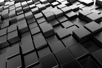 Metal cubes with back light, abstract background, 3d render
