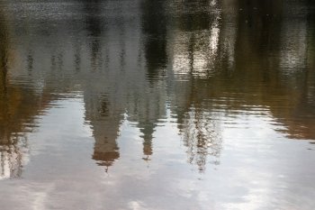 Reflection of Church on the surface of the river