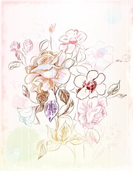 vintage sketch of the flowers