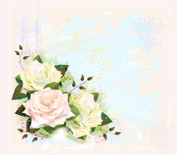 Vintage background  with roses. Imitation of watercolor painting