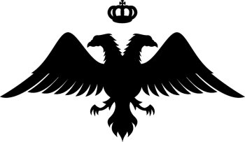 Double headed eagle silhouette with crown, symbol of byzantine kings