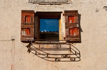 The Window on the Facade of French Stone House