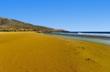 Extensive Sandbar During Low Tide on the Island of Rhodes