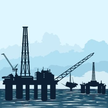 Oil platforms at sea