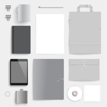 Corporate identity template on light gray background. Use layer 