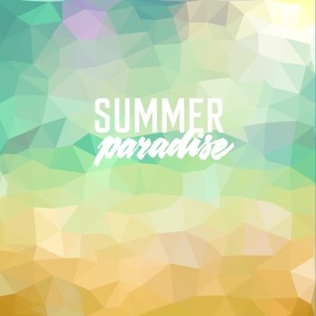 Summer paradise. Poster on tropical beach background. Vector eps10.