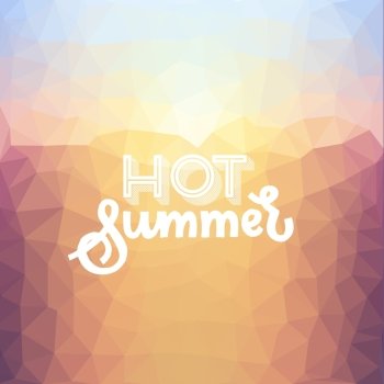 Hot summer. Poster on tropical beach background. Vector eps10.