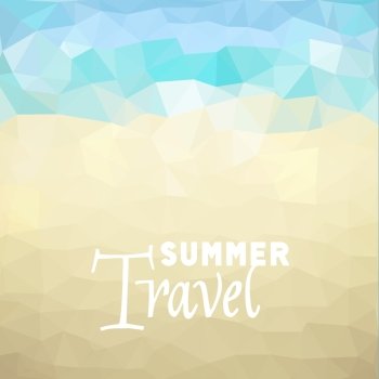 Summer travel. Poster on tropical beach background. Vector eps10.