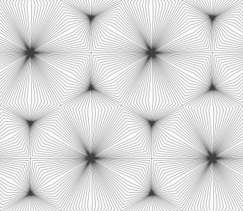 Abstract geometric background. Seamless flat monochrome pattern. Simple design.Slim gray continuously stripes hexagons.