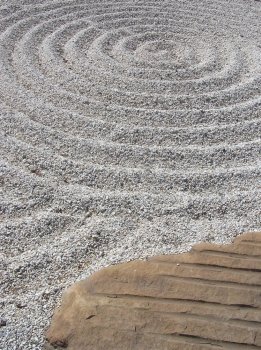 Raked sand in Japanese Garden, Toowoomba, Queensland, Australia
