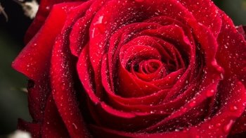 A closeup shot of a beautiful red rose with sparkling water dew
