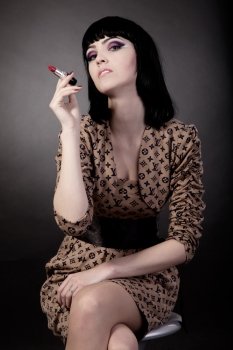 Beauty Portrait. Beautiful woman. Shot in a studio on a black background