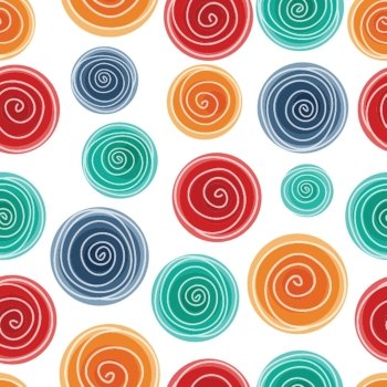 Cute seamless pattern with multicolored bright circles