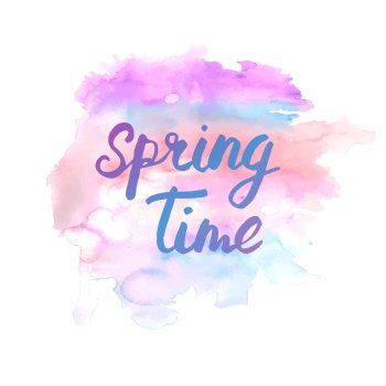 Spring time vector lettering phrase. Abstract hand drawn watercolor splotch. Vector illustration. Spring time vector lettering phrase. Abstract hand drawn watercolor splotch. Vector illustration. 