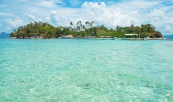 Tropical island and beautiful blue lagoon, Palawan, Philippines
