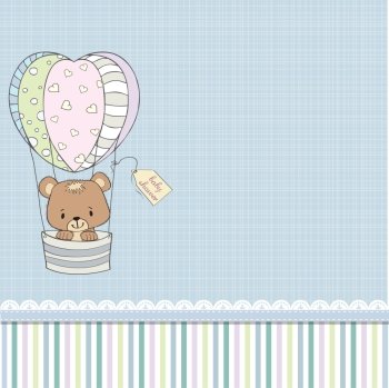 delicate baby shower card with teddy bear