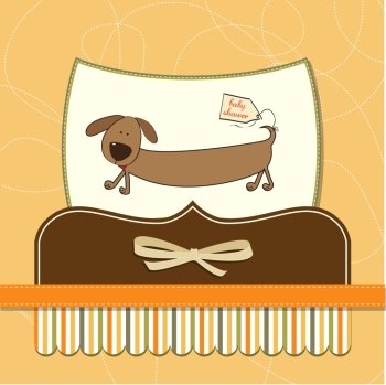 funny shower card with long dog, vector format