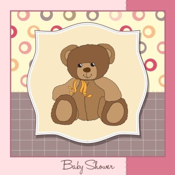 welcome baby card with teddy bear