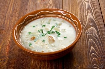 Cullen skink - Scottish soup made of smoked haddock, potatoes and onions.Smoked  Finnan haddock Chowder