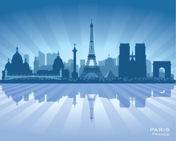 Paris France  city skyline vector silhouette illustration