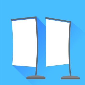 Vertical Banners Isolated on Blue Background. Long Shadow.. Vertical Banners