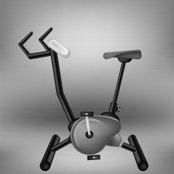 Exercise Grey Bike for Cycling Isolated on Grey Light Background. Exercise Grey Bike for 