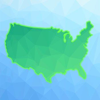America Green Map Isolated on Blue Background. America Map