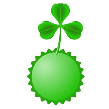 Green Clover and Circle Banner Isolated on White Background.. Green Clover and Circle Banner
