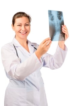 handsome smiling doctor with x-ray in hands