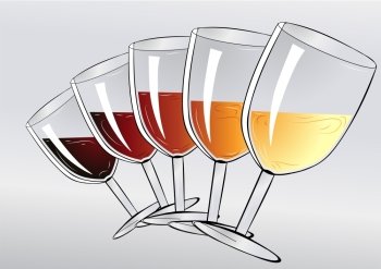 wine tasting party. wineglasses on gray background