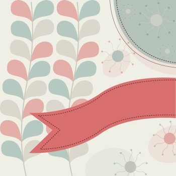 Vector background, retro label with floral elements