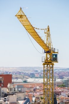 Big Construction site with working crane