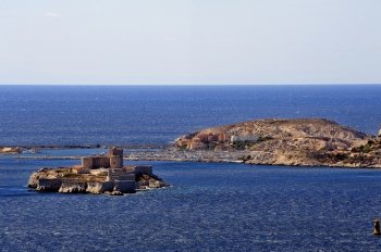 The castle of If and the island of Frioul off Marseille, very tourist place of international renown