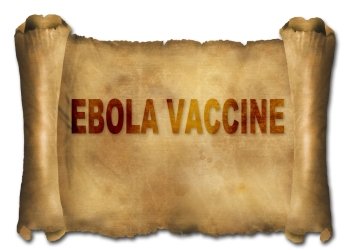 word ebola vaccine on paper scroll made in 2d software