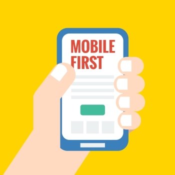Flat style illustration, mobile first - strategy in web design